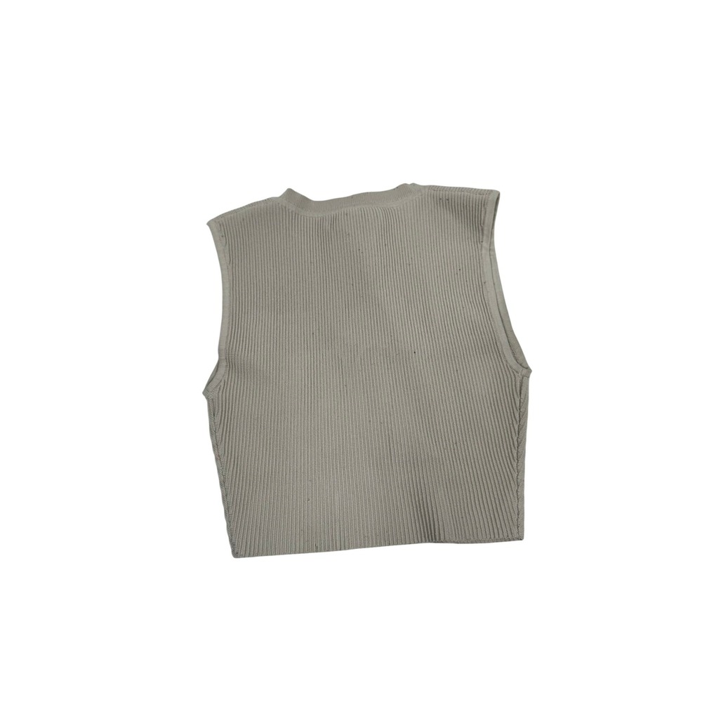 Babaton Ribbed Knit Muscle Tank Top Beige Crew Neck Sleeveless XS - Picture 2 of 5